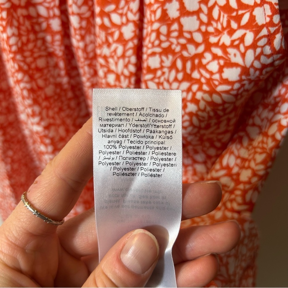 ICHI | Orange & White Floral Sheath Dress Size Medium - Picture 7 of 10